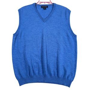 Brooks Brothers Extra Fine Italian Merino Wool Sleeveless Sweater Vest Blue XL